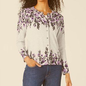 Karen Scott Floral Cardigan XL Button Up 9